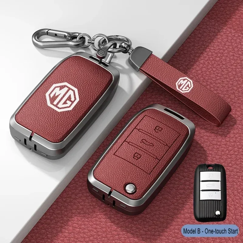 For MG Name Car Key Cover Case Compatible with Pro6/ZS/One/HS Models Leather Shell Key Package Protector for MG5 And Roewe RX5