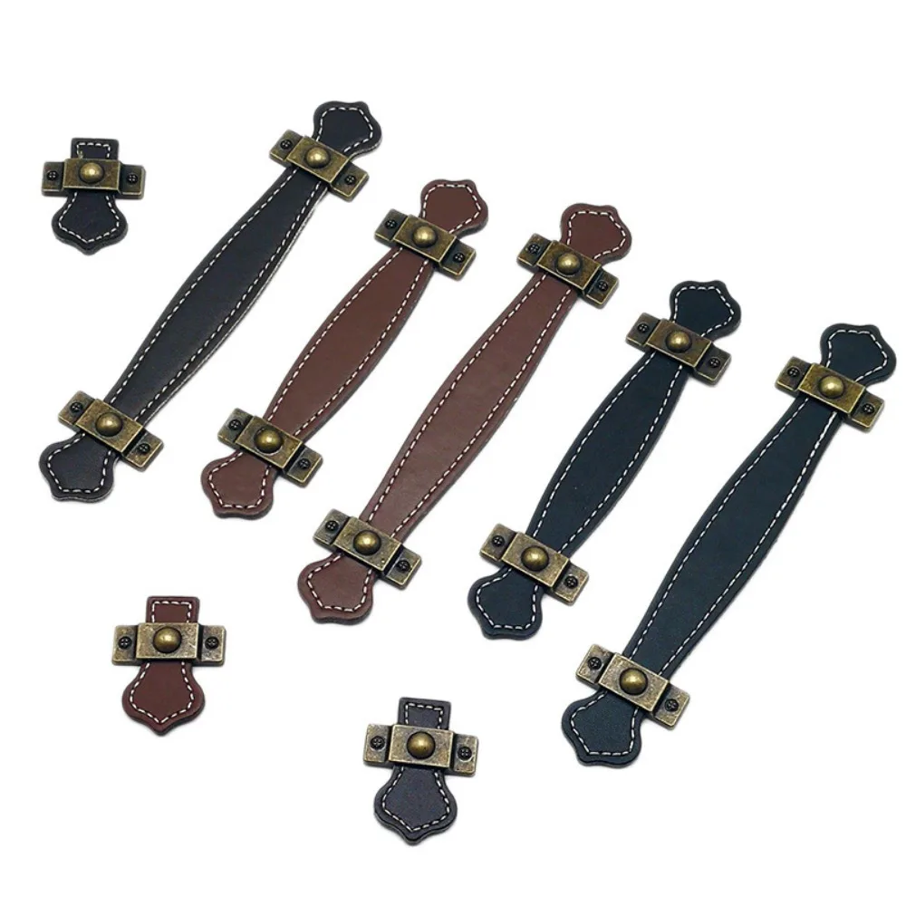 Zinc Alloy+PU Zinc Alloy Leather Handle American Style Retro Style Drawer Handle Multiple Sizes Hardware Accessories