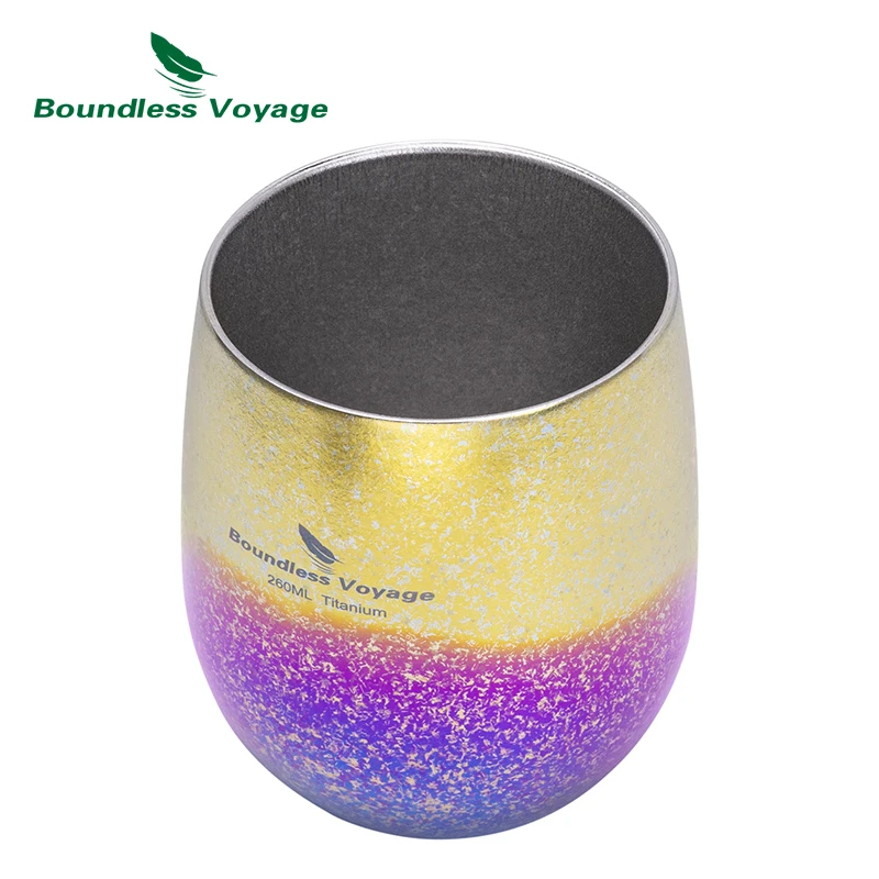 Boundless Voyage 260ml Titanium Double-layer Cup Colorful Teacup Mug with Ice Flower for Water Tea Wine Beer Fruit Juice Ti3084D