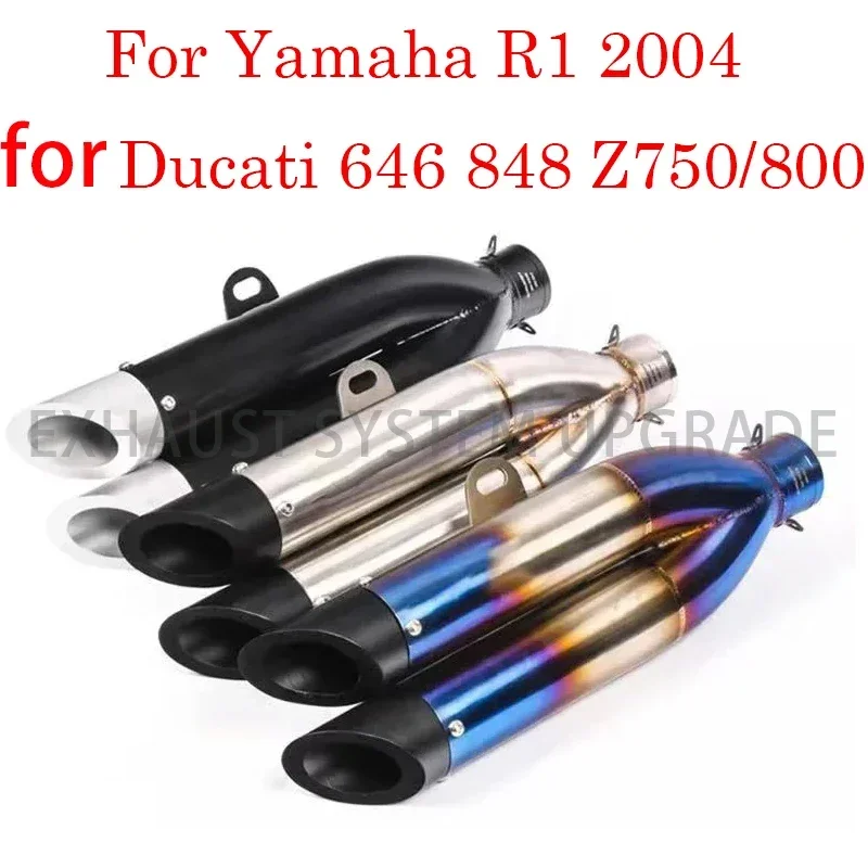 51mm Universal Motorcycle Exhaust Pipe for Yamaha R1 2004 646 848 Z750/800 Street Dual Outlet Muffler DB Killer for pipe muffler