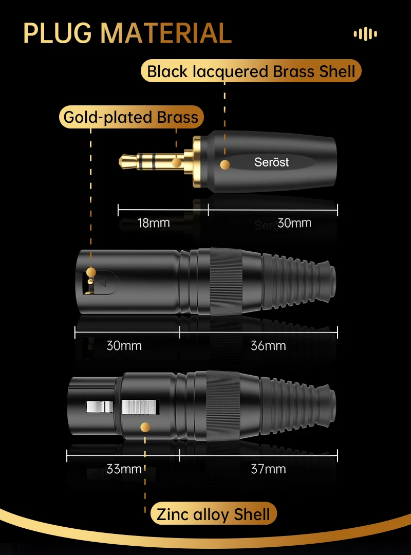 Serost StarPro HiFi-Audiokabel, versilbert, OFC, 3,5-mm-AUX-zu-XLR-Balance-Adapter für Mikrofon, CD, DAC, DSP, Verstärker, Lautsprecher – Detail 8