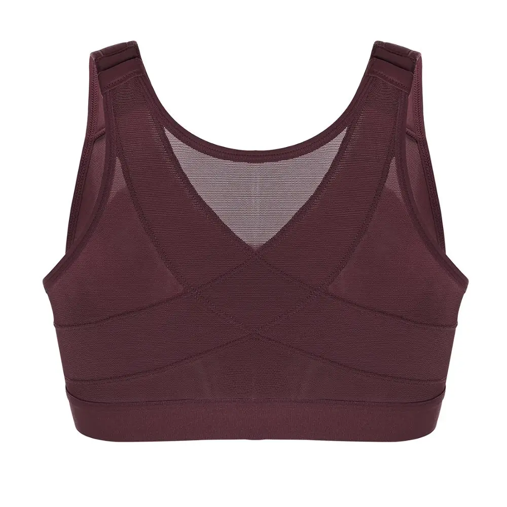 DELIMIRA Women's Plus Size Full Coverage Front Closure Wire Free Back Support Posture Bra X-shape Back D DD E F G