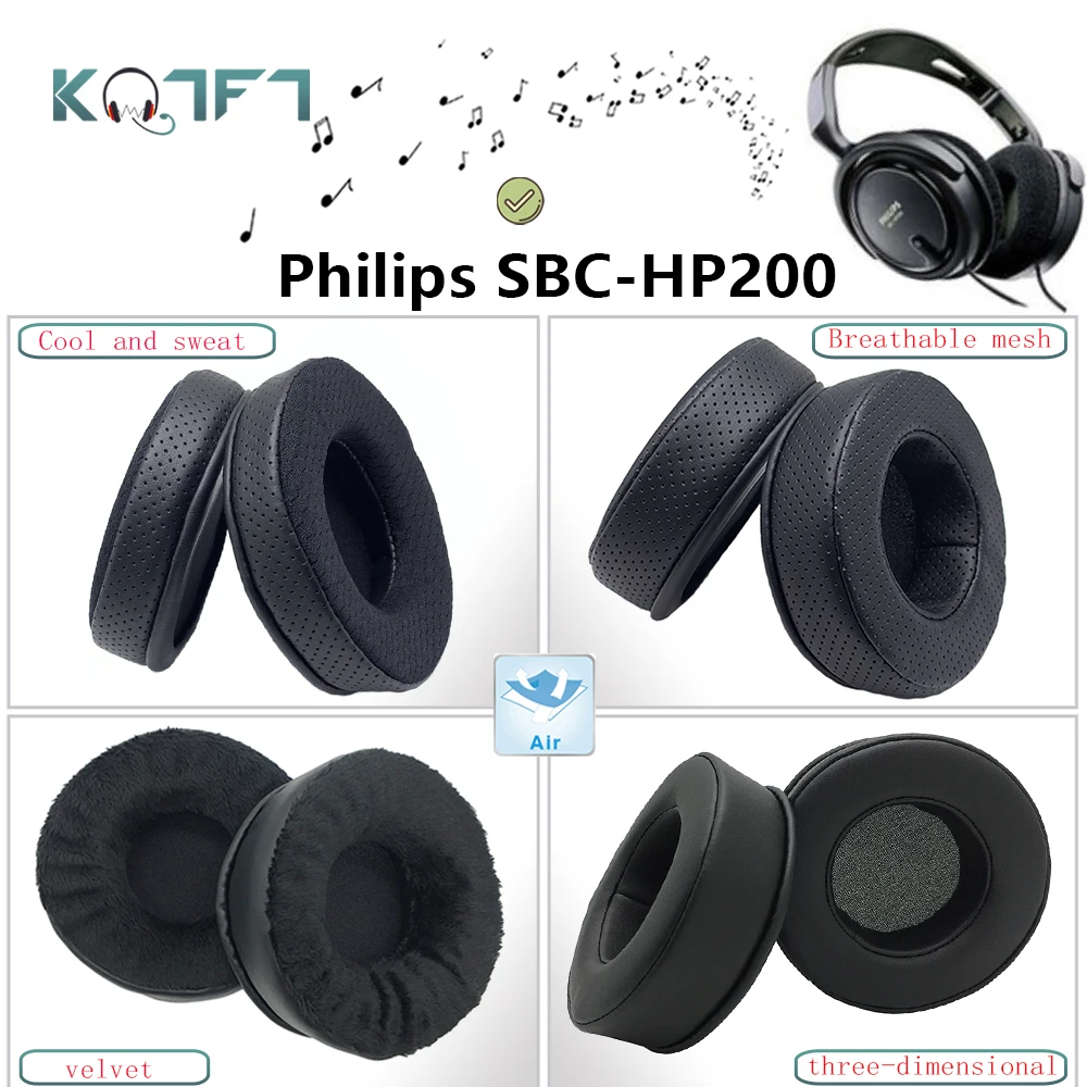 

KQTFT Velvet protein skin Breathable Sweat Replacement EarPads for Philips SBC-HP200 Headphones Parts Earmuff Cover Cushion Cups