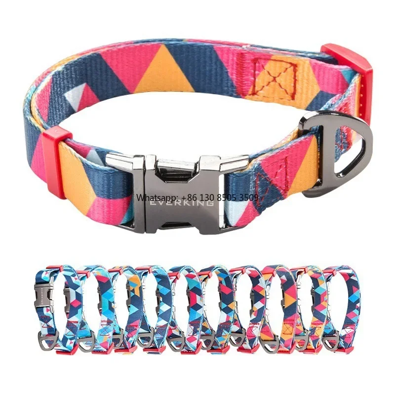 10pcs Manufacturer Wholesale Custom logo Dog Collars Multi-color Pattern