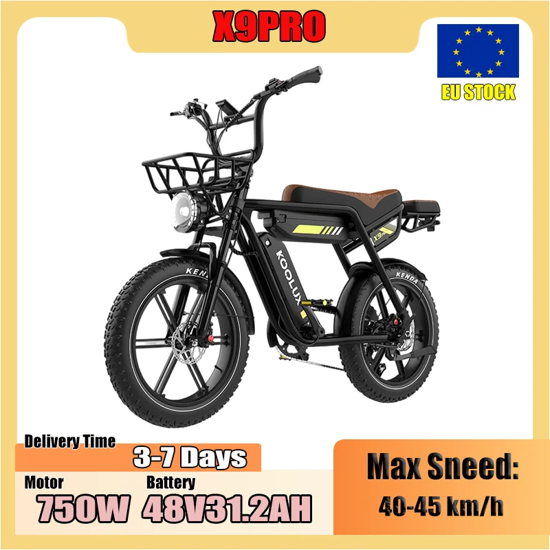 Vélo électrique KOOLUX X9 Pro, moteur 750W, batterie 48V31.2AH, freinage hydraulique, pneus larges de 20 pouces, tout-terrain