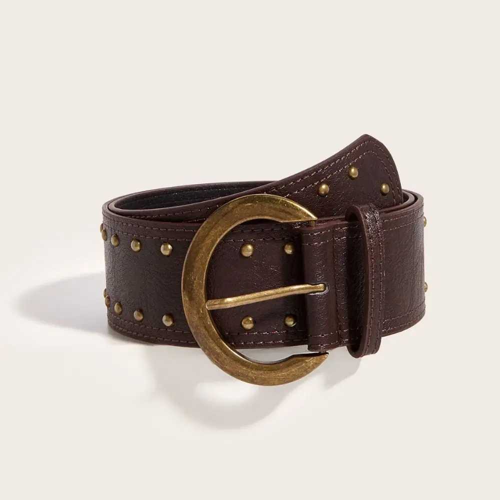 الأمريكية خمر المرأة برشام حزام Y2k الثقيلة الجلود حزام الخصر القوطية فاسق فستان حزام البنطال الجينز الشارع الشهير