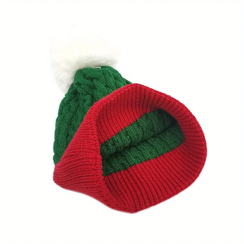 1 Nieuwe wollen bolgebreide mutsen voor dames en heren in herfst en winter, decoratieve kerstgebreide mutsen