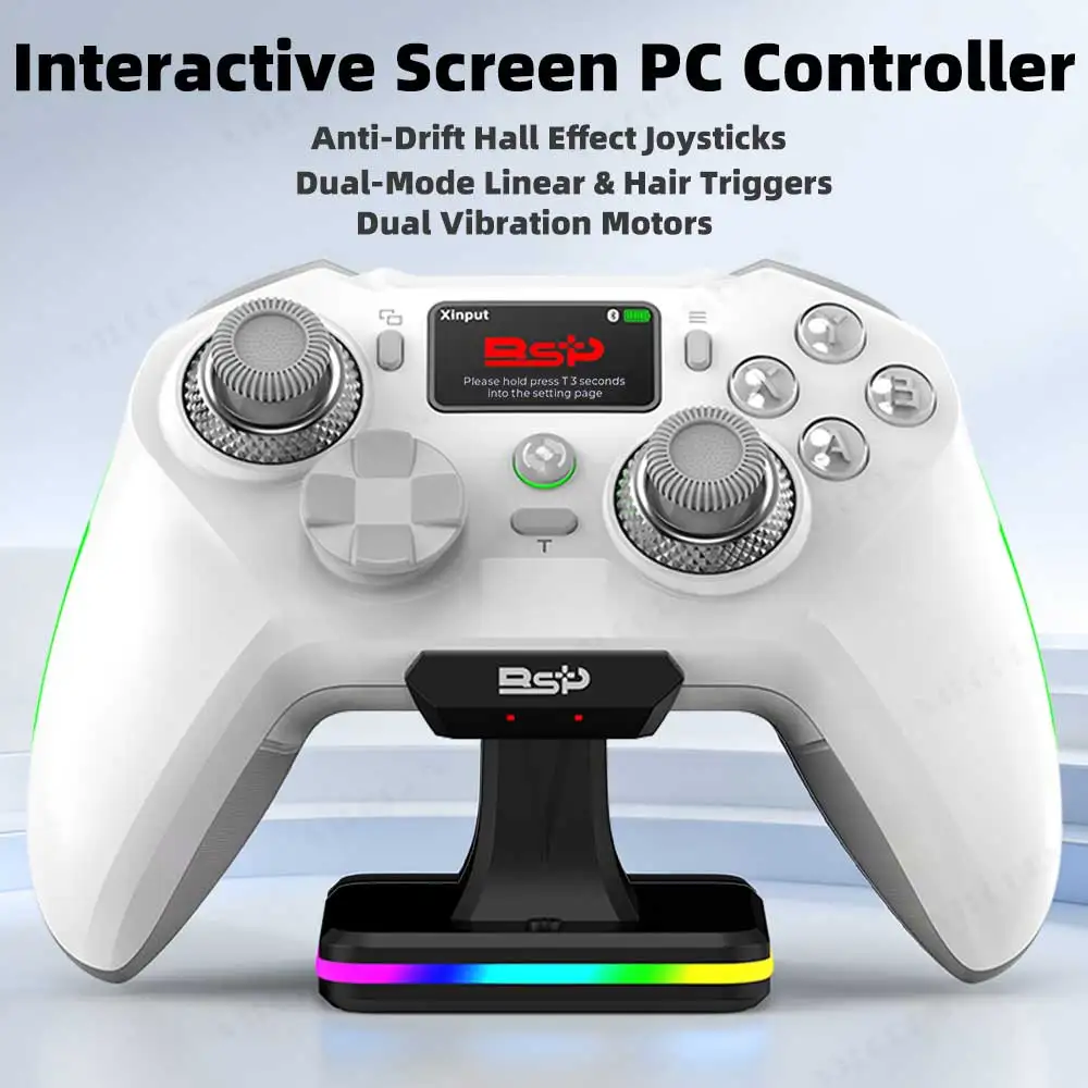 G8 Interactive Screen Wireless Gaming Controller for PC/Switch/iOS/Android Hall Effect Stick RGB Light Dual Mode Trigger