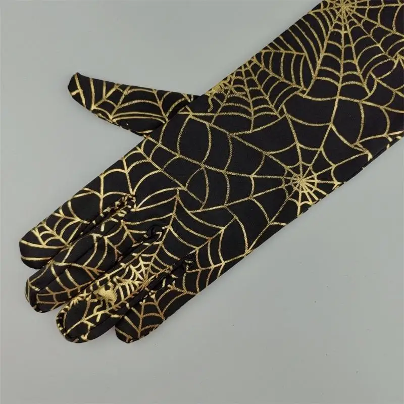 M6CD Guanti lunghi a tema SpiderWeb Manicotti traspiranti per raccolta feste Halloween