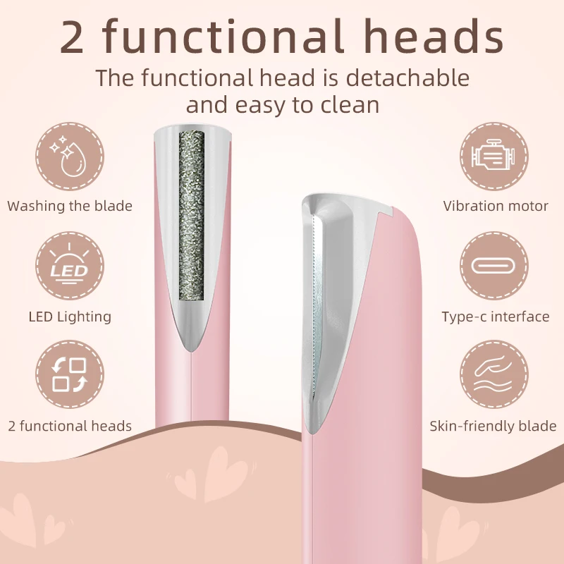2 IN 1 Dermaplaning Tool for Women Face- Edge Technology Sonic Dermaplane Razor for Facial Exfoliation & Peach Fuzz Hair Removal