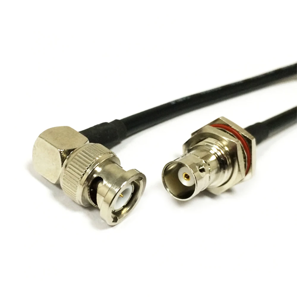 

New BNC Male Plug Right Angle Switch BNC Female Jack Convertor RF Coax Cable Adapter RG58 Wholesale 50CM 20"