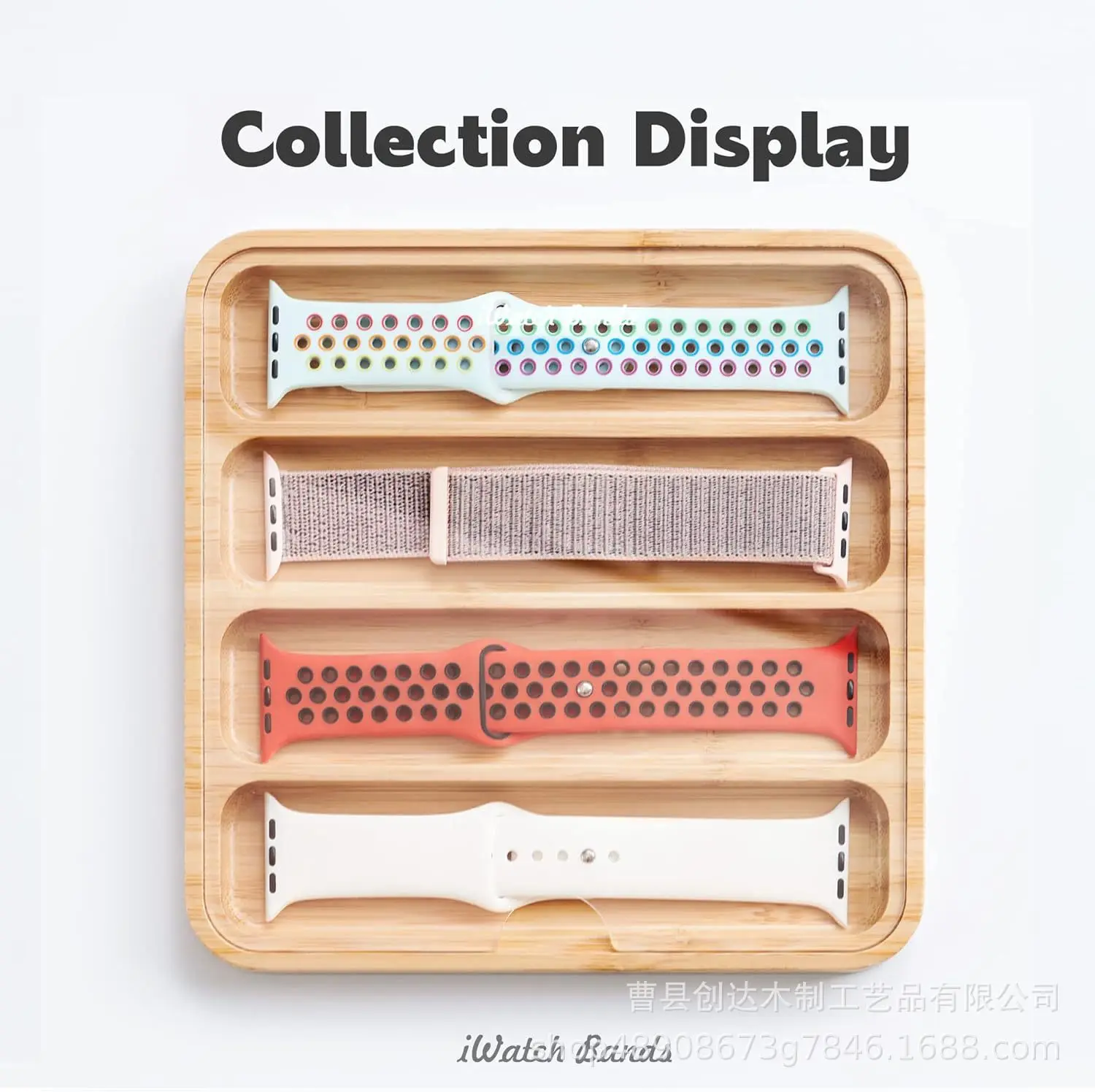 4 8 6 9 Grids Wooden Watch Strap Organizer Universal Watch Strap Display Box Watch Strap Storage Tray With Acrylic Top Cover