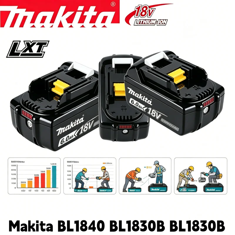 BL1850 makita 18v 6ah original battery bl1830 bl1860 bl1850B tool batteries compatible For Makita 18 Volt wireless grinder