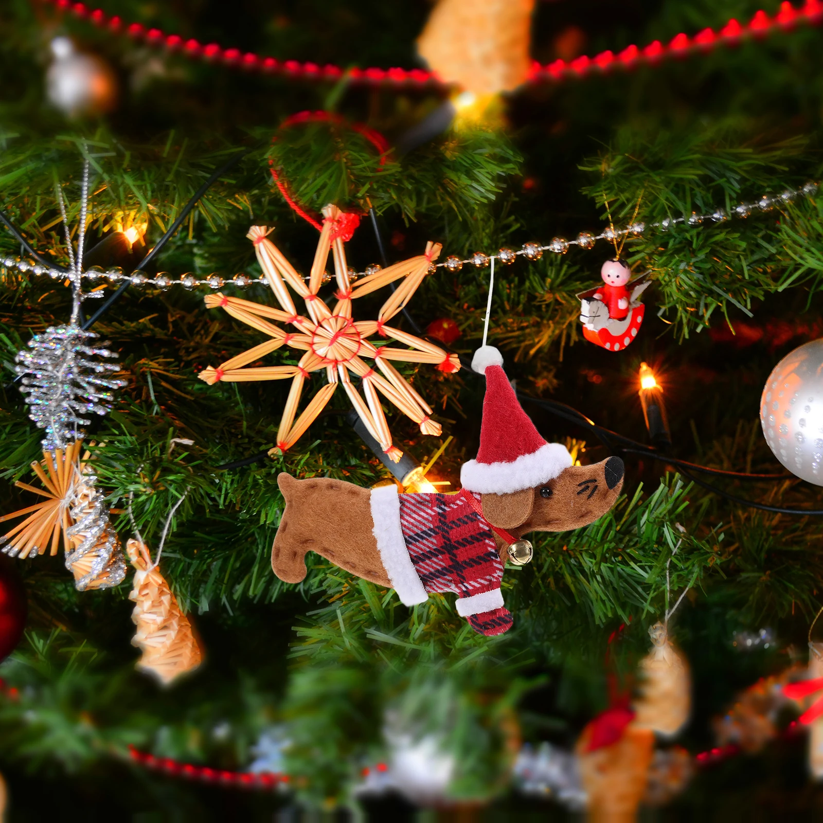 

Cute Badger Dog Ornament Christmas Tree Hanging Decoration Small Non-Woven Fabric Xmas Party Decorations Creative Holiday