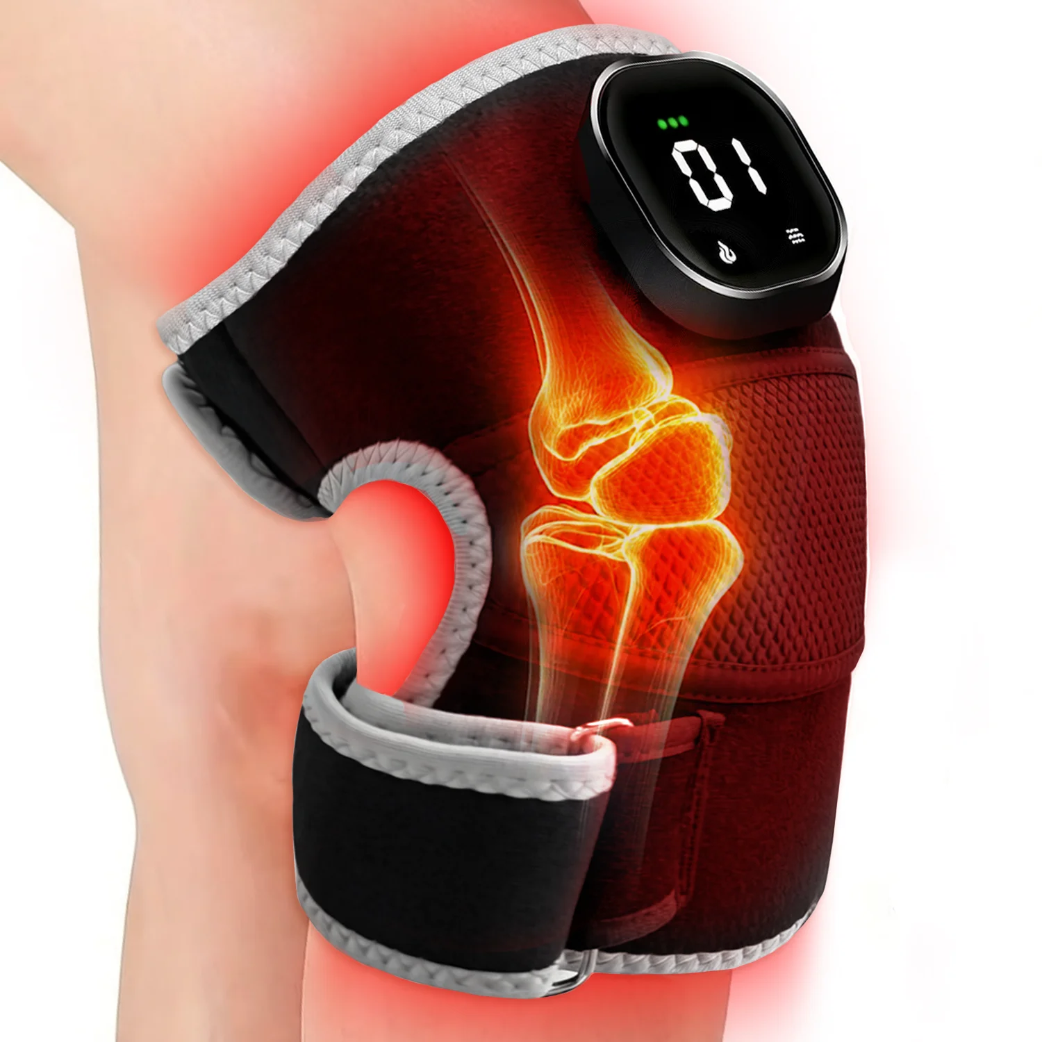 

Red & Infrared Light 660nm 850nm Device - Knee Brace with Heat & Timer 3-in-1 Wireless
