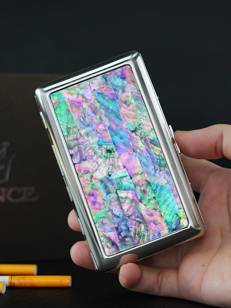 

Prince Metal Cigarette Box Natural Inlaid Can Load 20 Fine Cigarettes 18 Medium Cigarettes 14 Thick Cigarettes