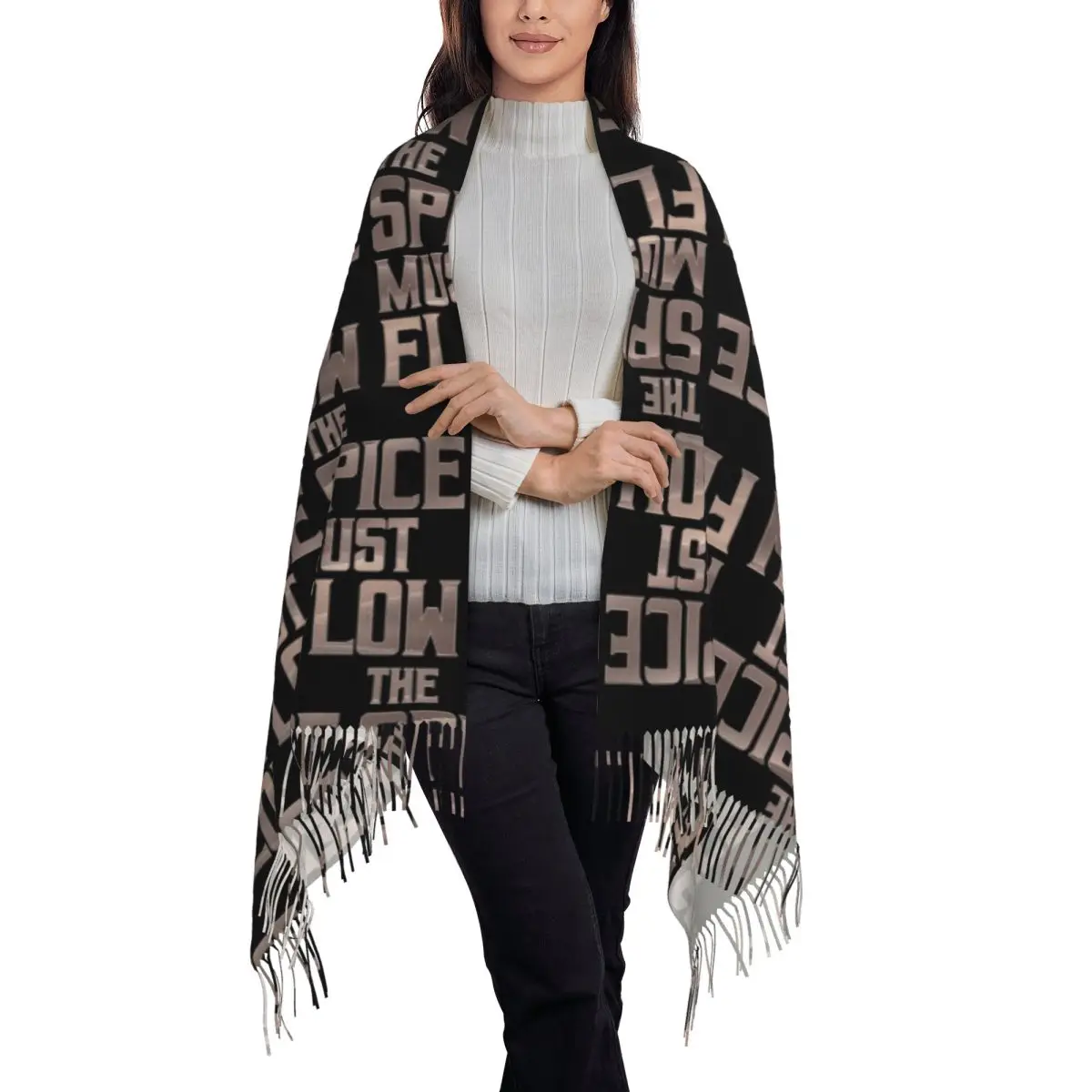 Dune - The Spice Must Flow (Light) Scarf Tassel Scarves Women Soft Warm Shawls and Wraps Long Fall Winter Shawl Wrap