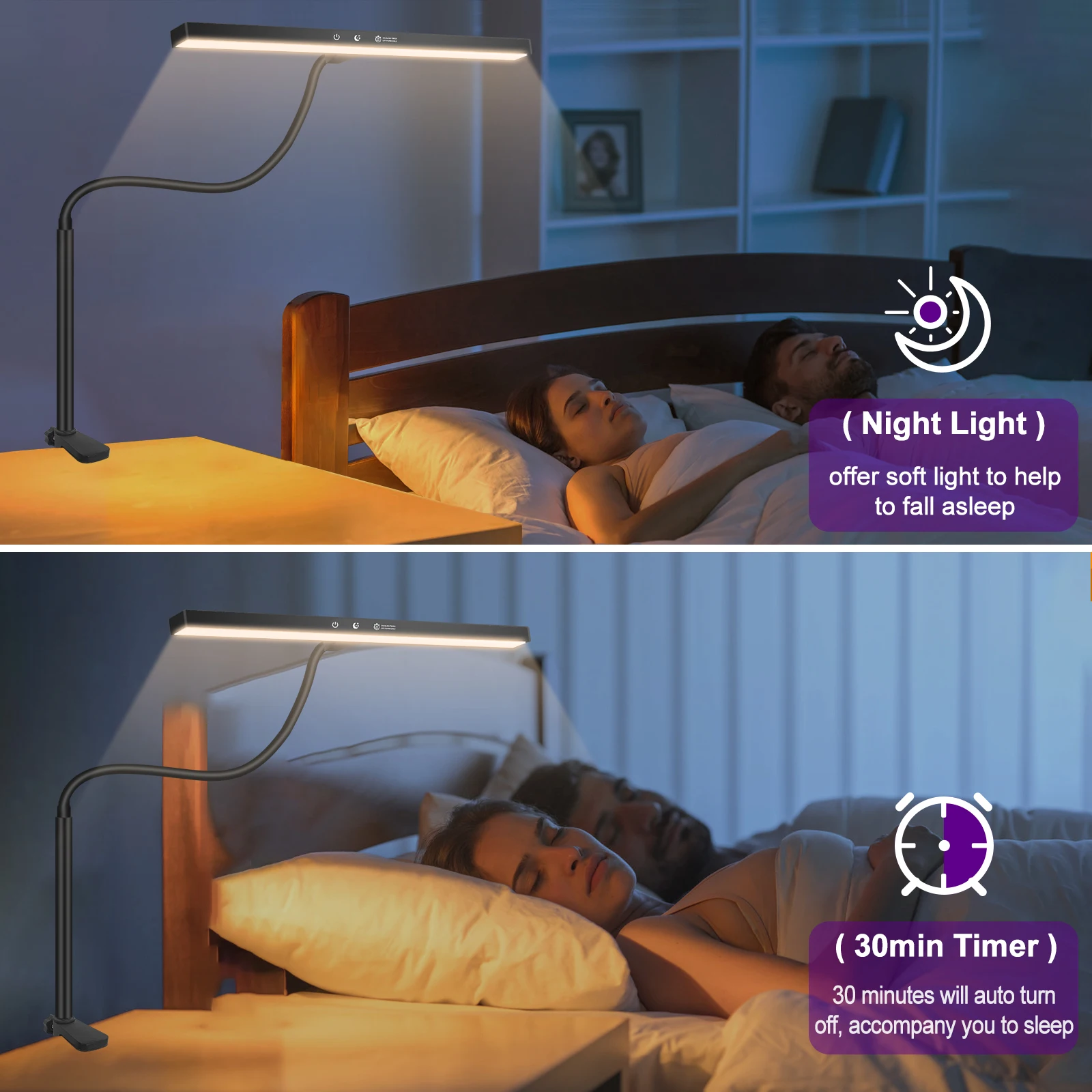 NEWACALOX Lámpara colgante de barra de pantalla con abrazadera de escritorio 360 °   Soporte de brazo Flexible plegable giratorio 108 Uds LED SMD lámpara de escritorio de protección ocular