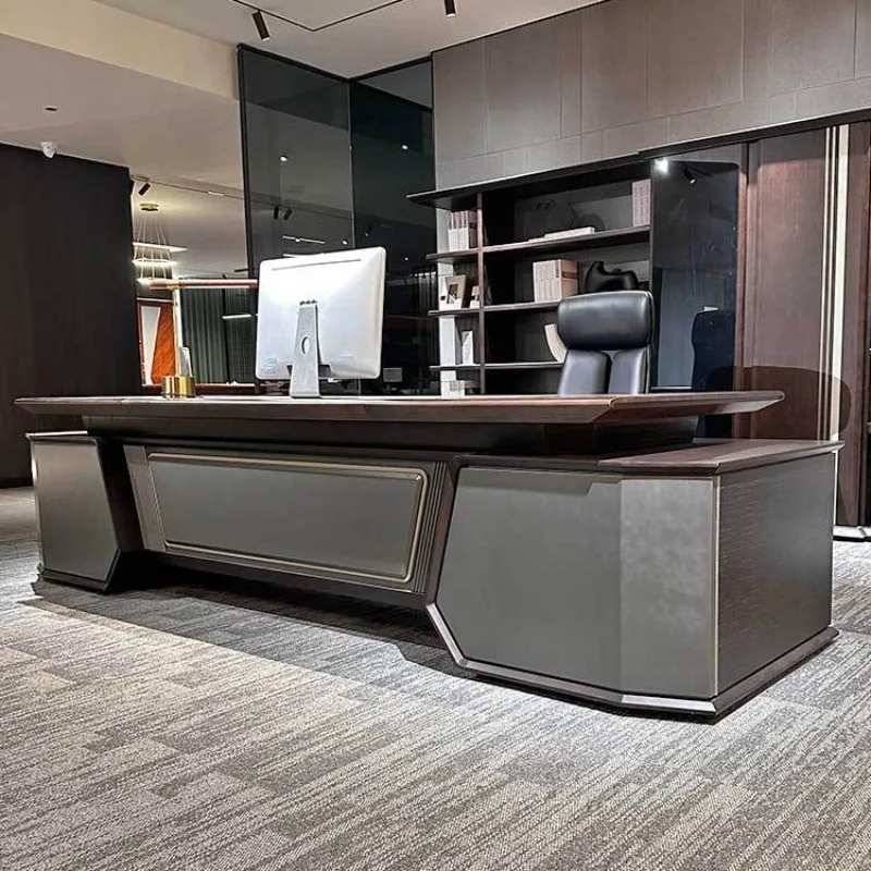 High-end modern boss table, fashionable president table, chairperson's desk, light luxury office, large desk, new model