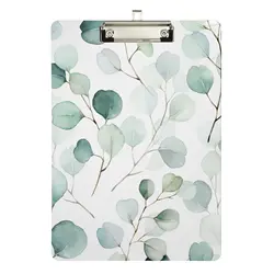 Leaves Acrylic Clipboard Plant Pattern Writing Board with Stainless Steel Clip for Office Supplies School Clipboard Folder