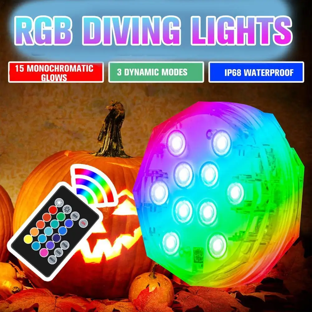 

LED Underwater Lights RGB Submersible Light IP68 Waterproof Remote Swimming Pool Night Lamp Decor Wedding Party