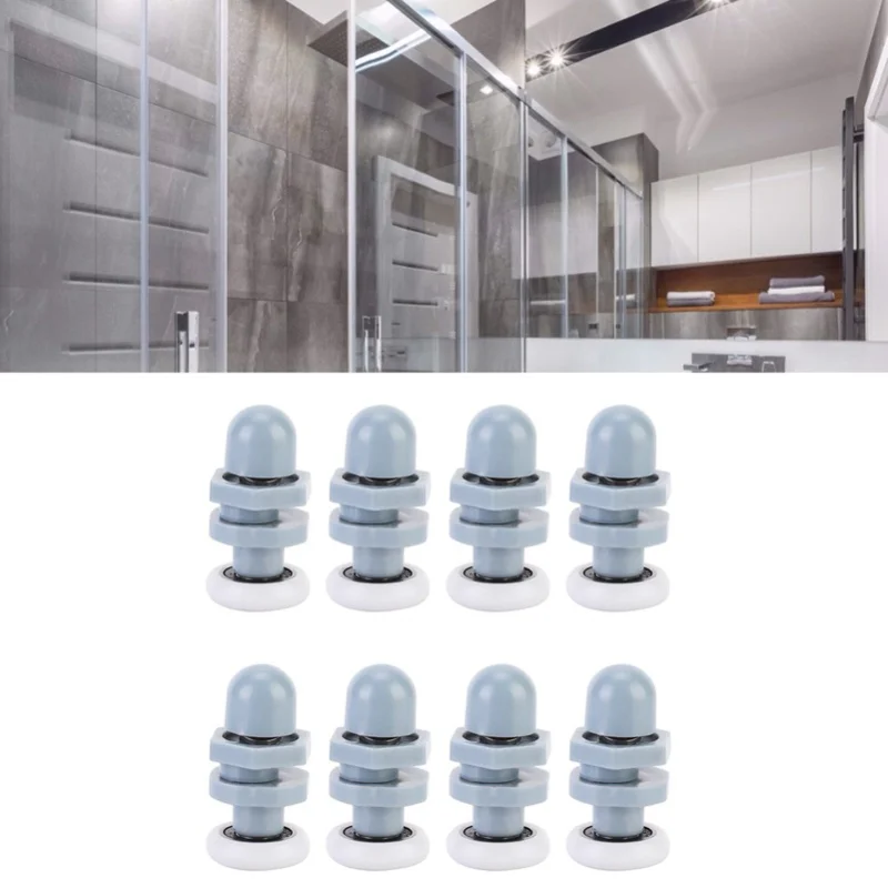 8pcs Durable Plastic Sliding Roller Track Door Wheel Bathroom Glass Door