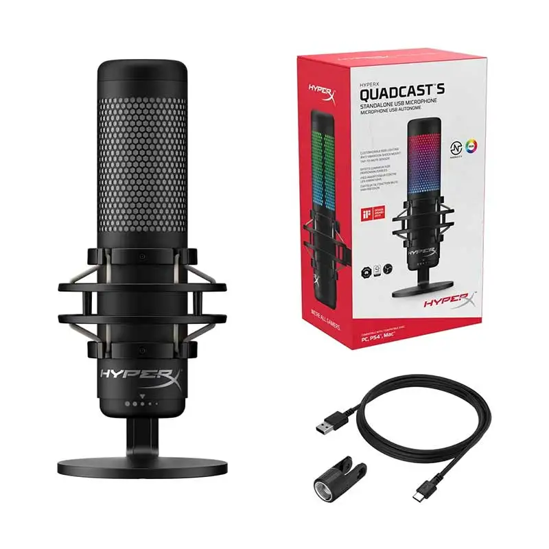 

HyperX QuadCast S RGB USB Condenser Microphone Omnidirectional RGB Lighting Microphone for PC, PS5, PS4