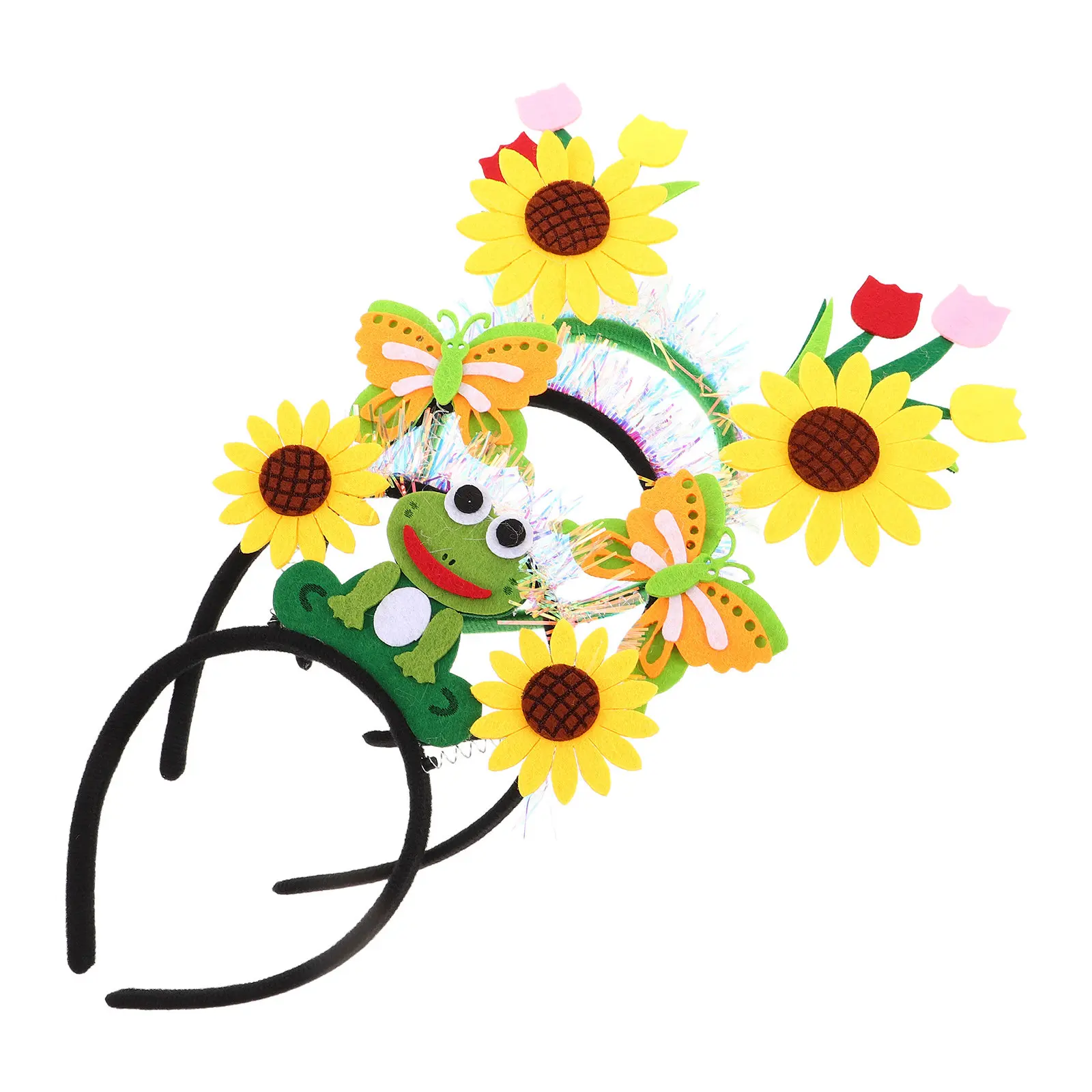 

4Pcs Floral Butterfly Frog Headband Set Cute Colorful Toddler Girl Hair Accessories Party Performance Holiday Dress Up Headbands