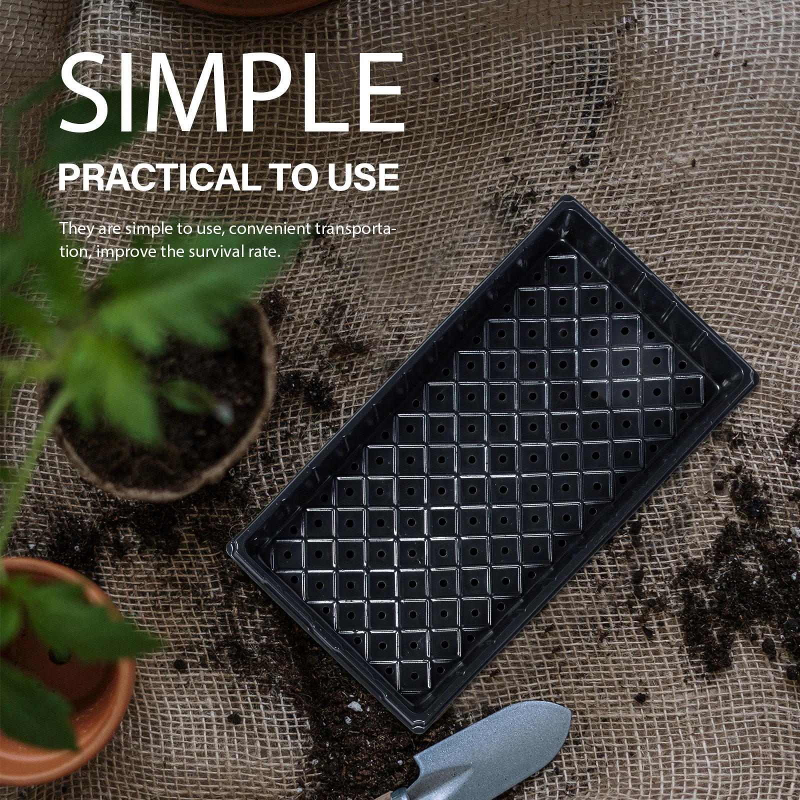 

5Sets Plastic Nursery Growing Tray Flat Planting Tray Succulent Planter Plate Seed Germination Flat Growing Trays