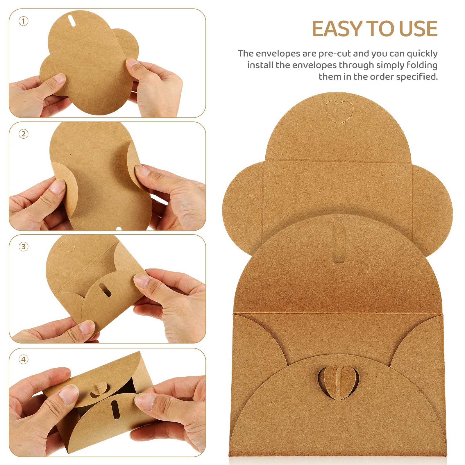 

1Set Heart Closure Kraft Envelope Set Blank Cards for Invitations Gift Tags Birthday Holiday Greeting Cards