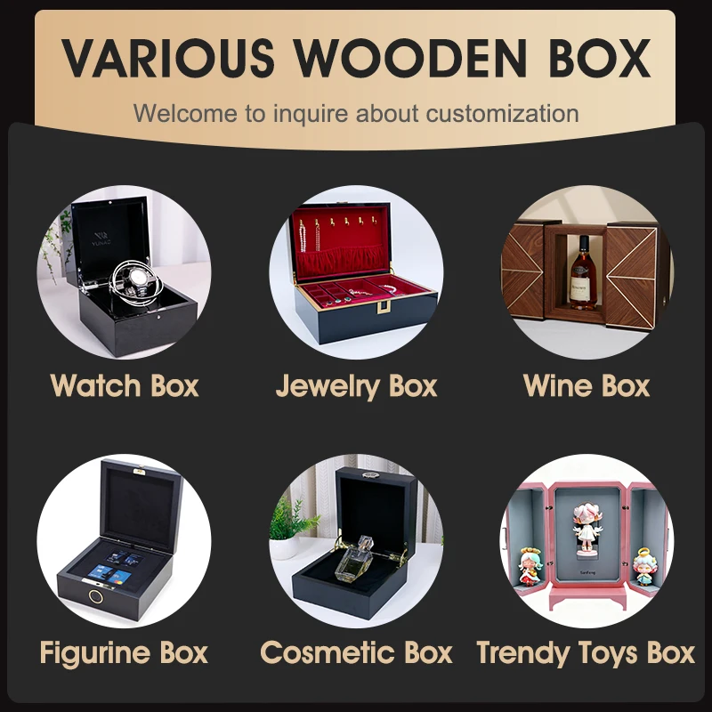 Elegant Wooden Watch Cases Wonderful Color Logo Custom Metal Wooden Storage & Gift Box for Watch Packaging