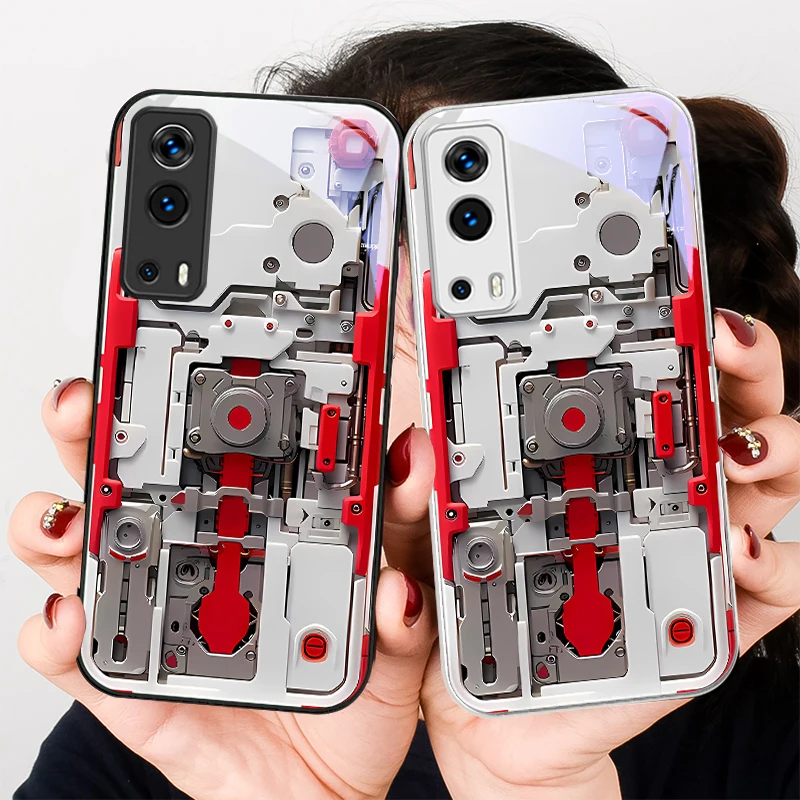 

Machine Red And White For VIVO Y72 X100 Pro Y55 16 V20 29 V30 X60 Pro Y11s Y20 X80 Pro 5G Y36 4G V23e Tempered Glass Phone Case