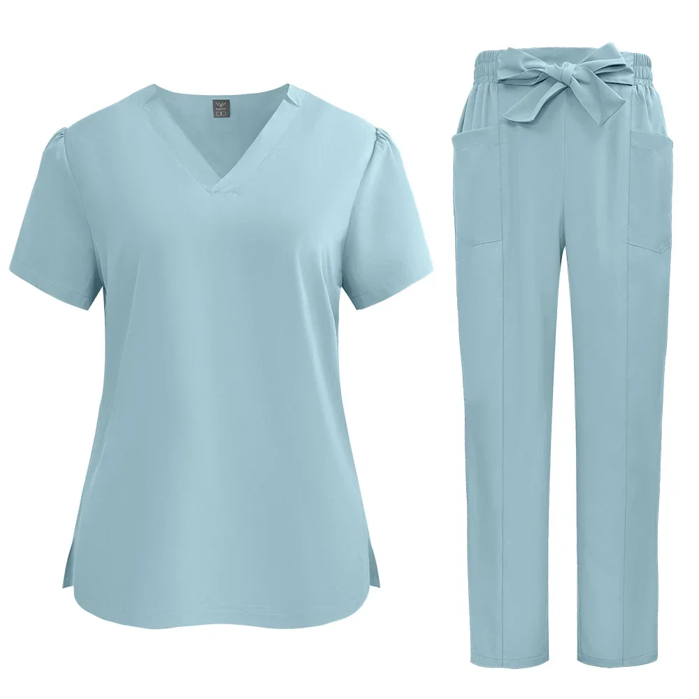 Uniforme SPA da donna ad asciugatura rapida - Abito da allattamento con nodo a farfalla per ospedale, salone di bellezza e clinica