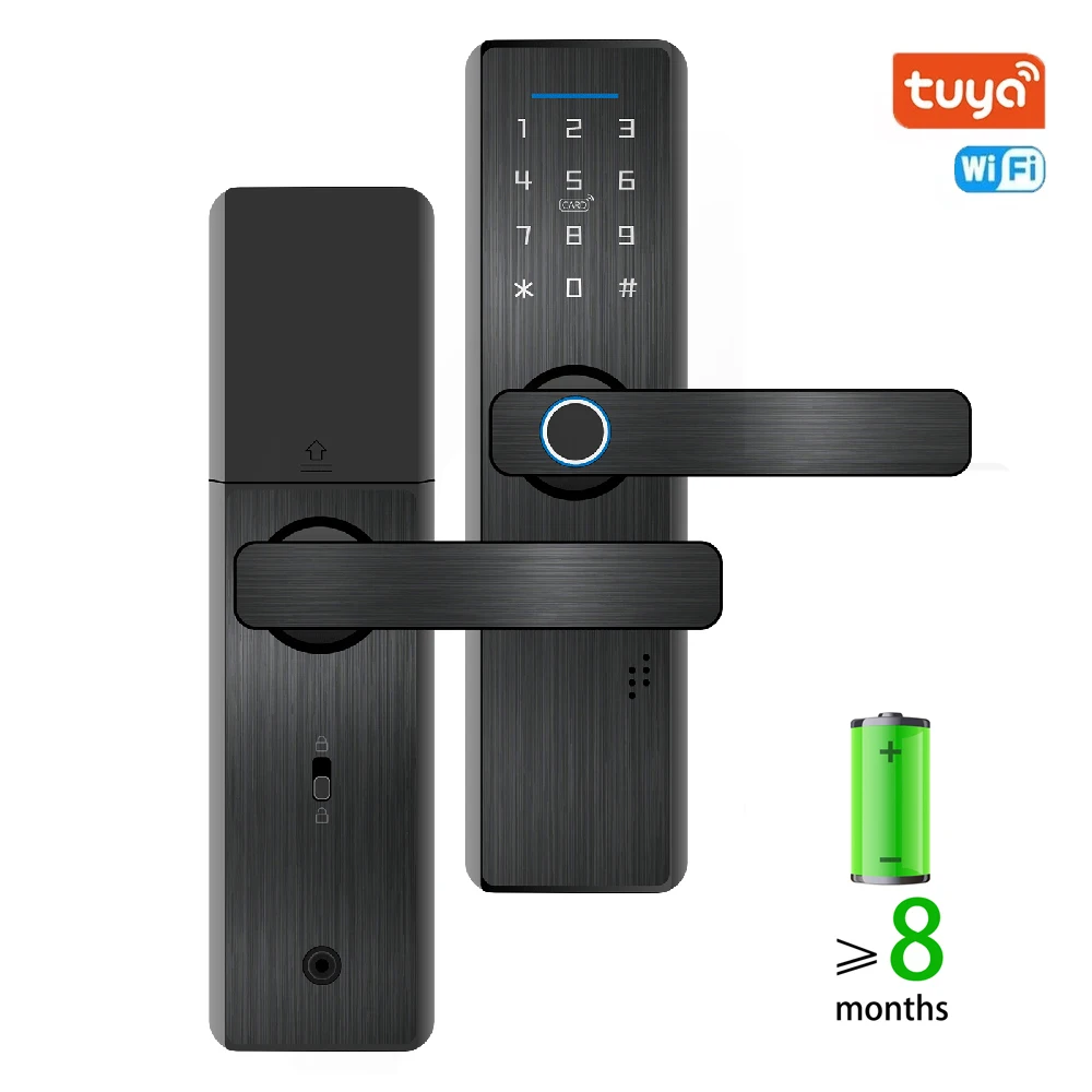 Tuya WiFi Smart Lock Biometric Fingerprint Lock Security Intelligent Password Fingerprint Key Unlock for Home and Hotel