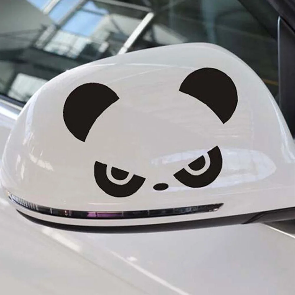 Z1079# Car Stickers, 2pcs Rearview Mirror Sticker for Funny Fashion Panda Decorative Accessories to Cover Scratches PVC