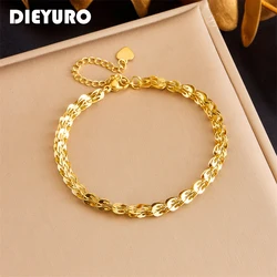 DIEYURO 316L Stainless Steel Gold Color Simple Phoenix Chain Bracelet For Women Fashion New Jewelry Lady Gift Party pulseras