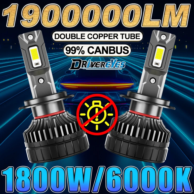 

Drivereyes H7 H4 led 1800W H11 CANbus H1 H8 9005 9006 9012 HB3 HB4 Led Headlight Turbo Auto Fog Lamp 6000K White 5570 CSP 12V