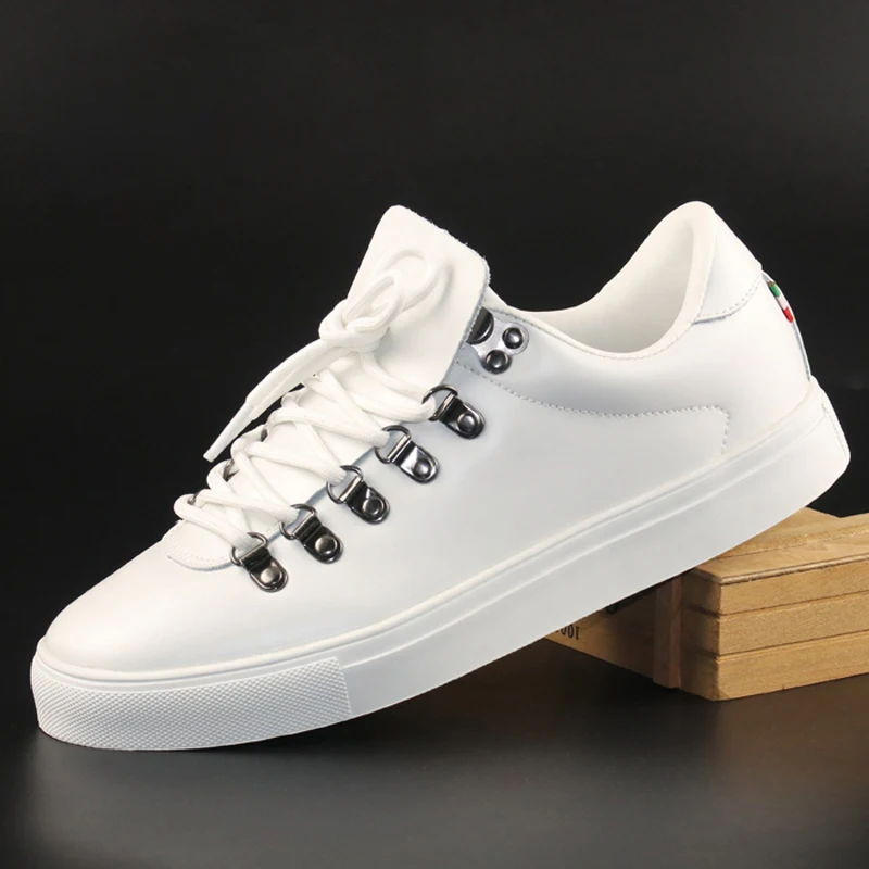

Genuine Leather Professional Skateboard Shoes Men's New Lace Up Leather Casual White Shoes Ltalian Fashion Brand Sneakers