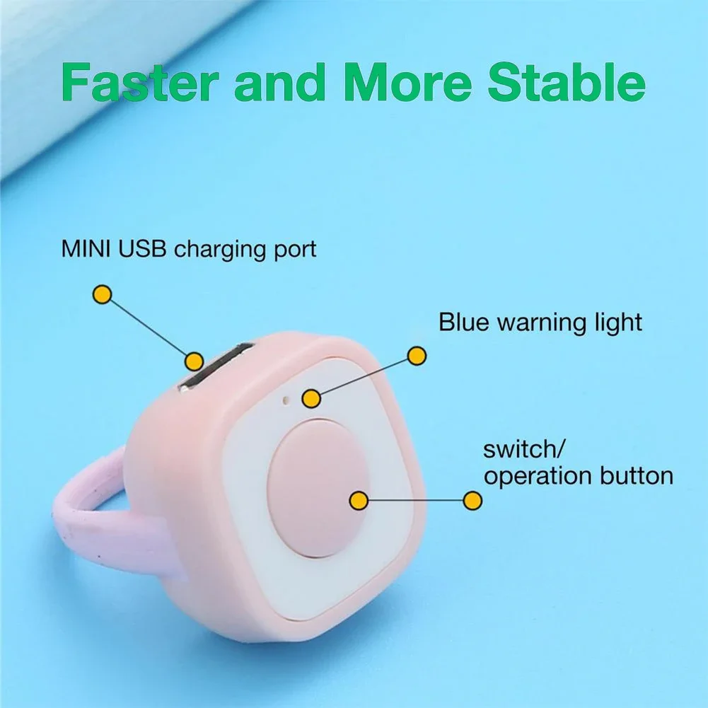 Rechargeable Wireless Bluetooth Shutter Release Button Mini Fingertip Ring Remote Control Phone Selfie Controller Self-Timer New