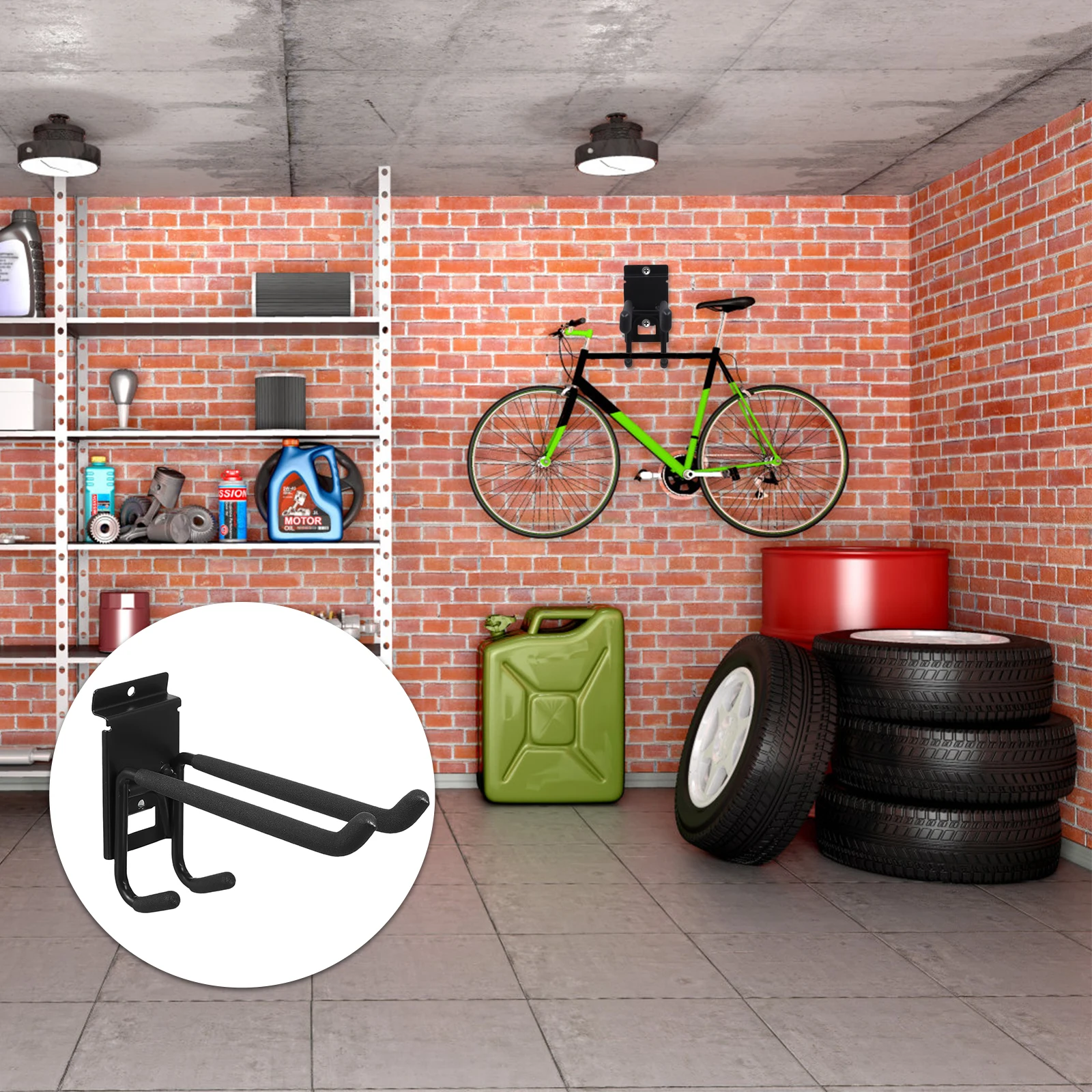 

HeavyDuty MultipurposeHooks DoubleLayerStorage Organizer GarageBikeRack Black SuitableTools LaddersShovels CargoRopes