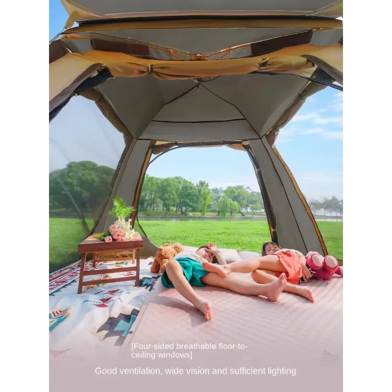 خيمة تخييم أوتوماتيكية سريعة الأسفلت للعائلة في الهواء الطلق، خفيفة الوزن، واقية من الشمس مقاومة للماء