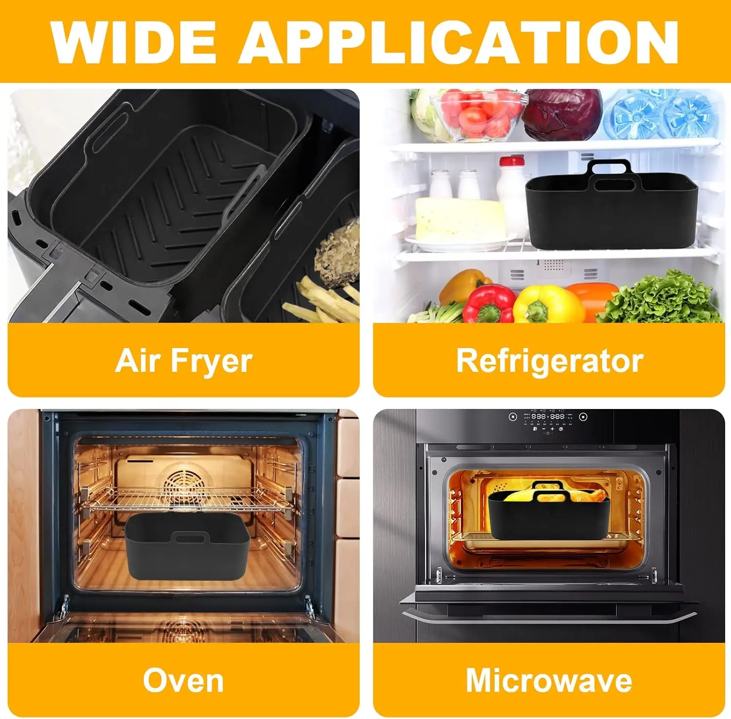 2 قطعة مقلاة هوائية من السيليكون لـ Ninja Foodi Double DZ201، بطانة مقلاة هوائية قابلة لإعادة الاستخدام لملحقات سلة القفازات Ninja 8QT #3