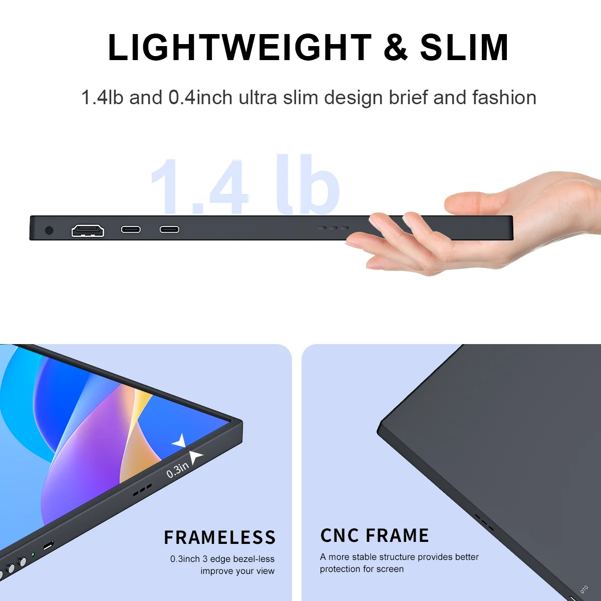 MISSUN 15.6 inch Portable 4K Monitor for Laptop, 3840X2160 72% NTSC 100%sRGB HDMI Travel External Second Computer Screen Gaming