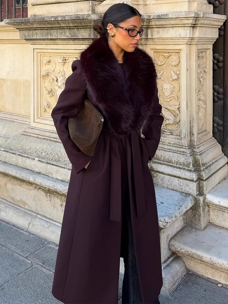 Trendix Eleganter langer Kunstpelzmantel für Damen 2026 Winter schlanke warme lange Pelzjacke High Street Fashion Vintage Wollmäntel Jacke