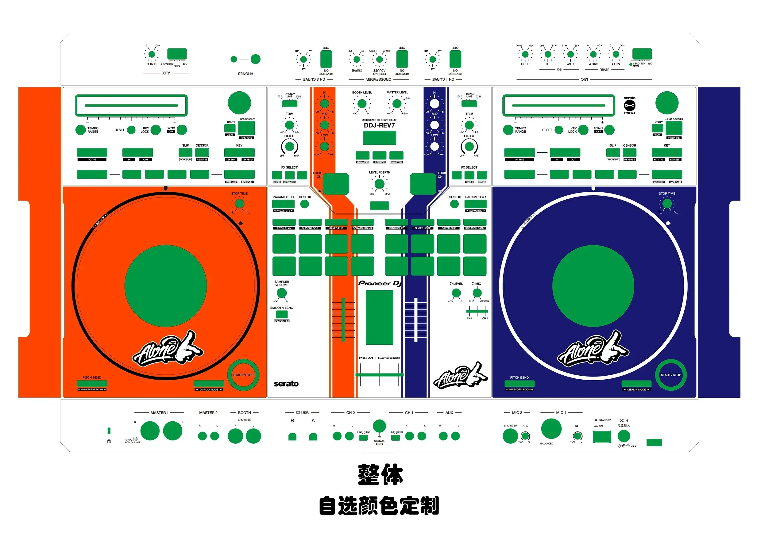 PVC self-adhesive film Pioneer DDJ-REV7 DJ controller panel film. Pioneer disc player colorful sticker (only film, not machine)