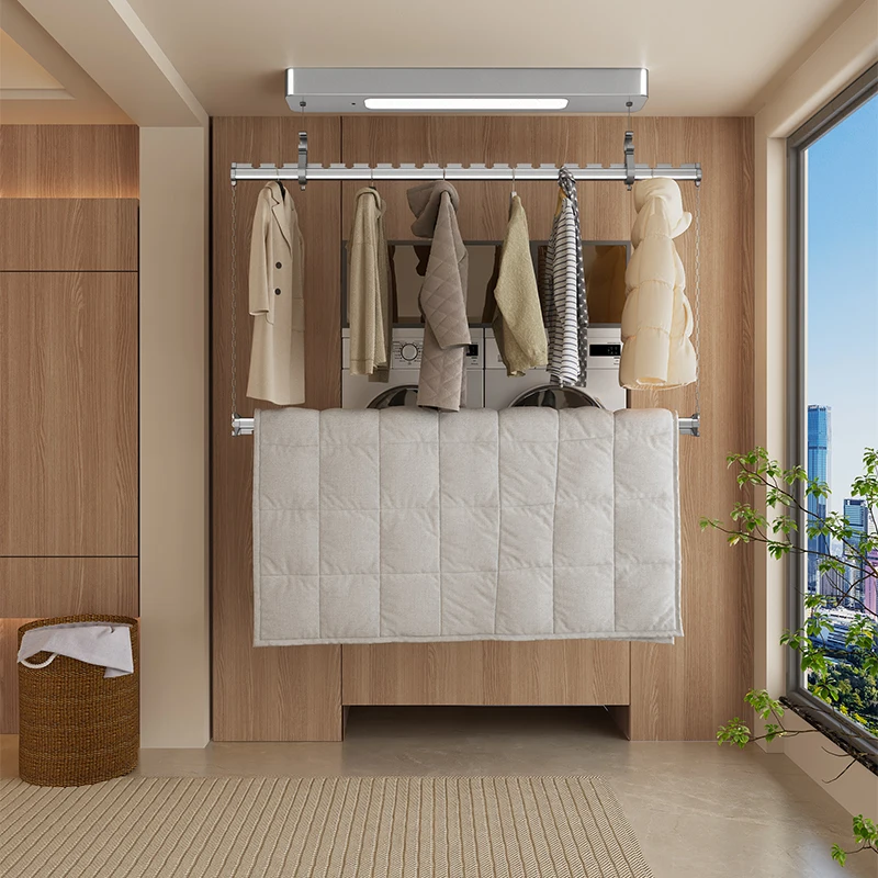 

Умная электрическая сушилка для одежды с дистанционным управлением, двойным нагревом, автоматическая сушильная машина-вешалка для дома, балкона, ванной комнаты