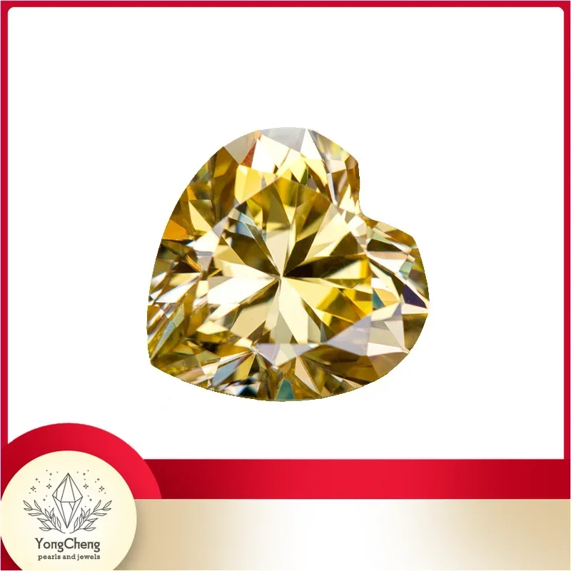 

Moissanite Stone Heart Cut Lemon Yellow Color Lab Lab Growth Diamond Test Passed Gemstone For Jewel Making With Certificate