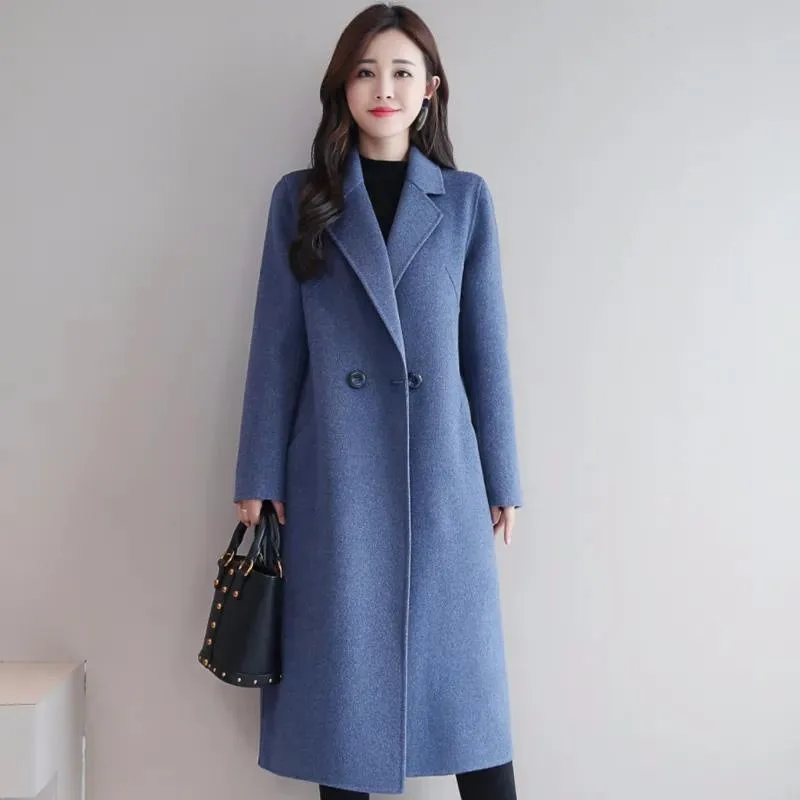 Woolen Coat Women\'s Medium Long Plus Size Fashion Simple Coat Autumn Winter Korean Style Solid Version Loose Lady Overwear