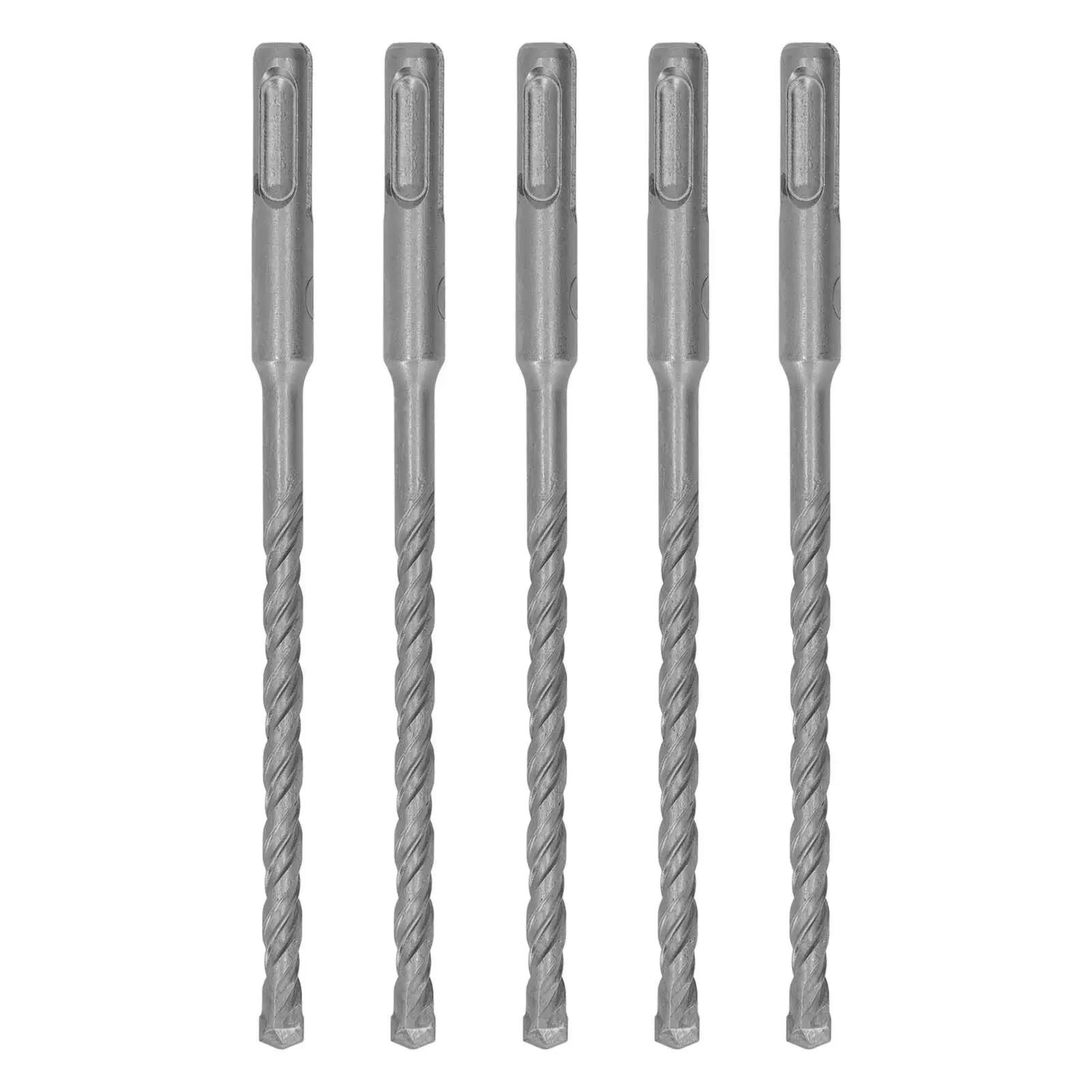 5-Pack 160mm Hammer Drill Bits - 2 Flute Self-Centering Carbide Tips for Impact Drilling in for brick , Stone & Concrete