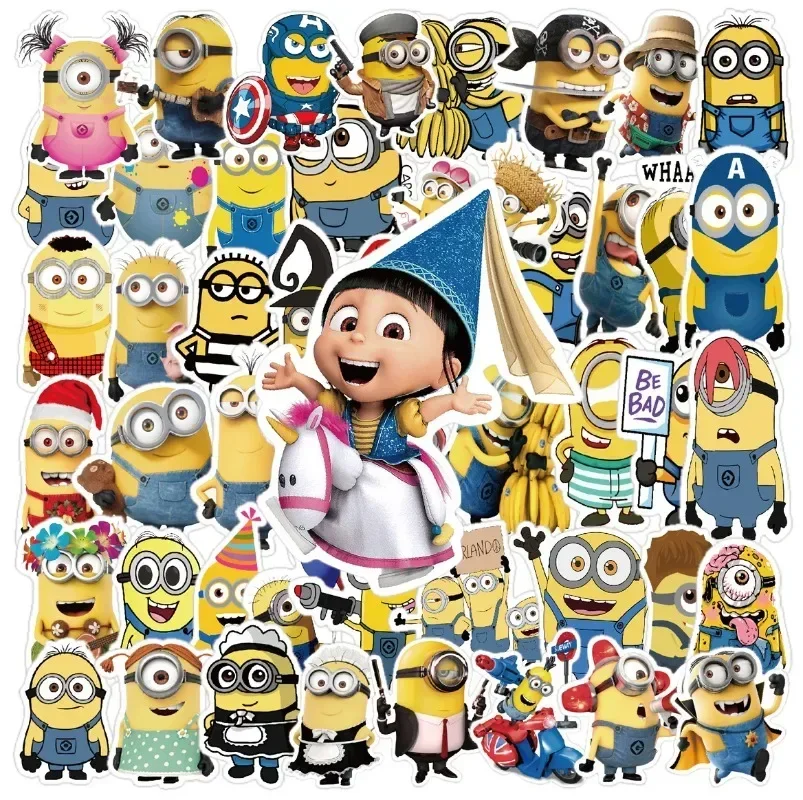 50pcs cartoon Minions sticker, creative ledger,  PVC waterproof sticker, diary, suitcase, water bottle diy